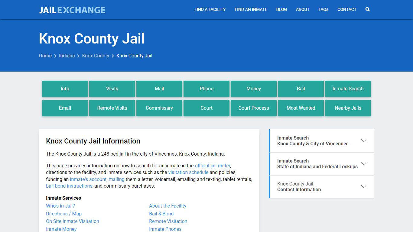 Knox County Jail, IN Inmate Search, Information